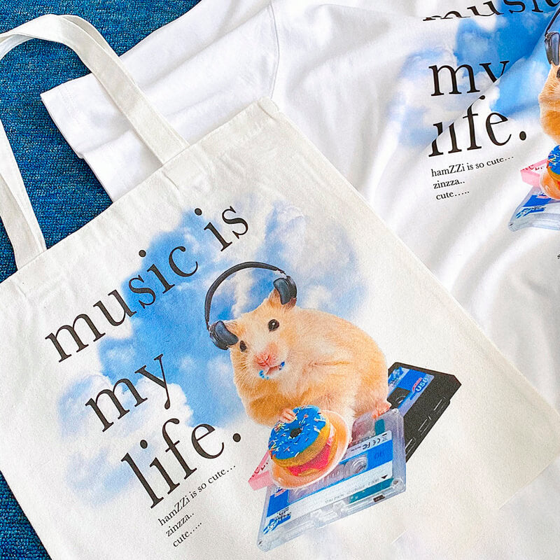 benpaolv Music is My Life Hamster Tote Bag