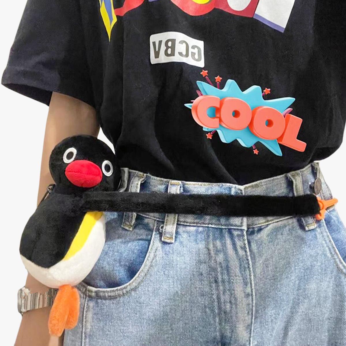 benpaolv Pingu Penguin Plush Toy Belt Bag