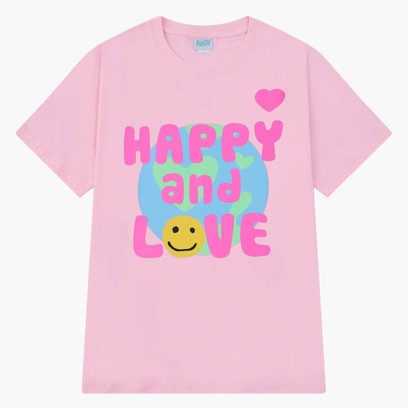 benpaolv Pink Y2K Kidcore Aesthetic T-Shirt Happy and Love