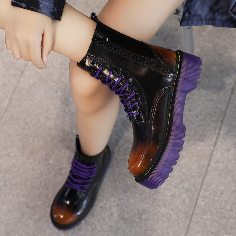 benpaolv Purple Sole High Ankle Martens Boots