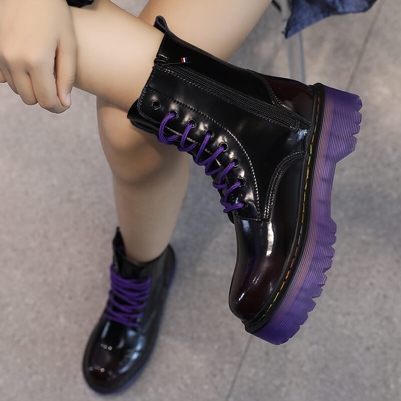 benpaolv Purple Sole High Ankle Martens Boots