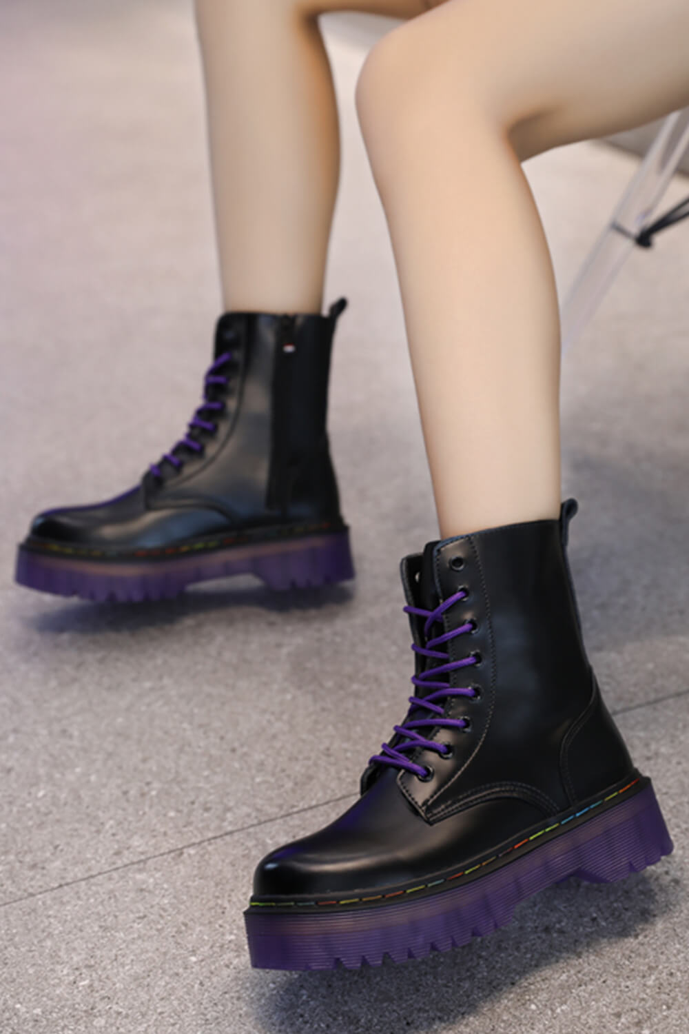 benpaolv Purple Sole High Ankle Martens Boots