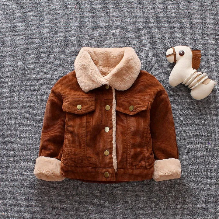 Baby Girls Boys Casual Winter Warm Jacket For Kids Plush Cotton Coat Children Lapel Outerwear 0-3 Y Toddler Christmas Clothes