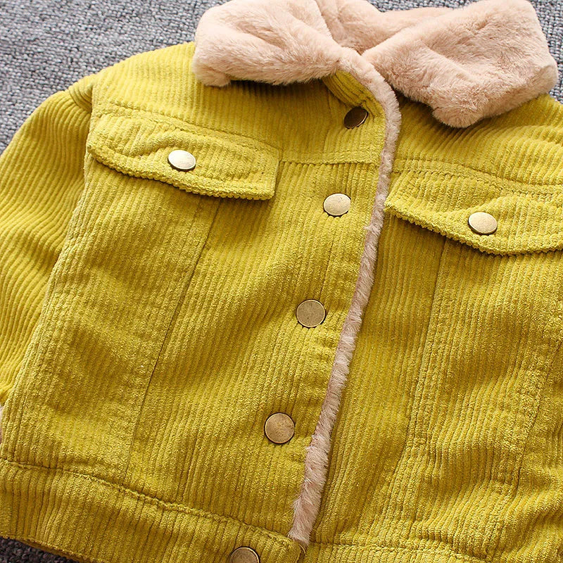 Baby Girls Boys Casual Winter Warm Jacket For Kids Plush Cotton Coat Children Lapel Outerwear 0-3 Y Toddler Christmas Clothes