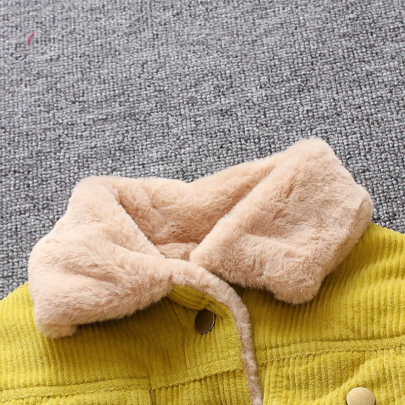 Baby Girls Boys Casual Winter Warm Jacket For Kids Plush Cotton Coat Children Lapel Outerwear 0-3 Y Toddler Christmas Clothes