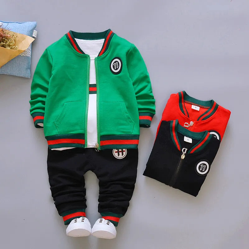 Kids Boys Clothing Sets Coat jacket T Shirt Pants 3 Pcs Children Sport Suits Baby Boys Clothes Set