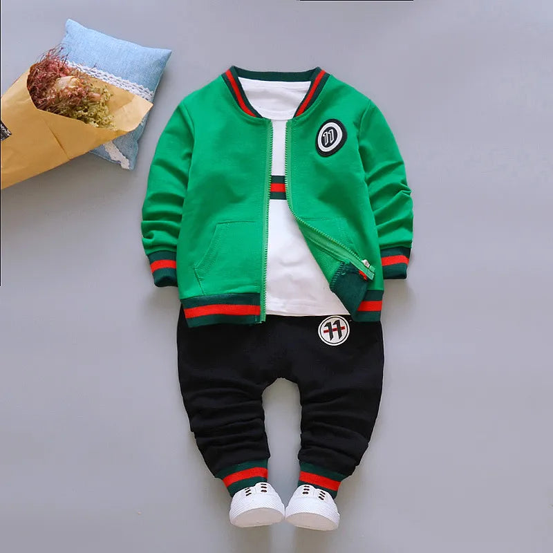 Kids Boys Clothing Sets Coat jacket T Shirt Pants 3 Pcs Children Sport Suits Baby Boys Clothes Set