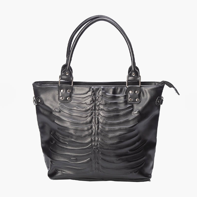 benpaolv Skeleton Ribs Tote Handbag Addamscore Aesthetic