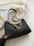 Textured Chain Baguette Bag  - Women Satchels