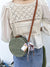 Scarf Decor Straw Circle Bag  - Women Crossbody