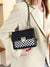 Checkered Print Metal Lock Flap Chain Square Bag  - Women Shoulder Bags