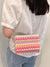 Faux Pearl Decor Color Block Flap Straw Bag  - Women Crossbody