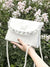 Butterfly Appliques Faux Pearl Decor Frill Trim Square Bag  - Women Crossbody