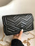 Chevron Quilted Chain Flap Square Bag  - Women Crossbody