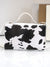 Snap Button Detail Cow Print Flap Square Bag  - Women Satchels