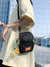 Letter Patch Drawstring Crossbody Bag with Bag Charm  - Women Crossbody