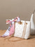 Chain Print Bow Decor Quilted Square Bag  - Women Shoulder Bags