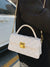 Quilted Pattern Metal Lock Design Chain Square Bag  - Women Satchels