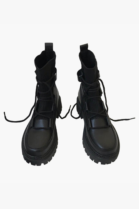 benpaolv Techwear Aesthetic Black Platform Winter Boots Shoes
